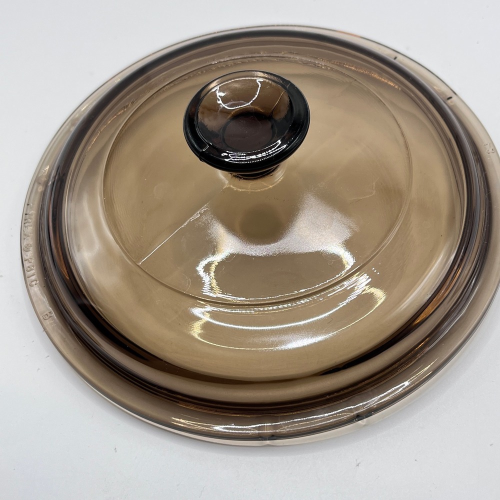 Pyrex P81C Amber Glass Replacement Lid 6.25 Inch Visions Corning Ware Brown